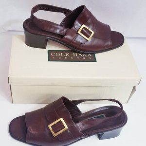Cole Haan Brown Slingback Italian Leather Peeptoe